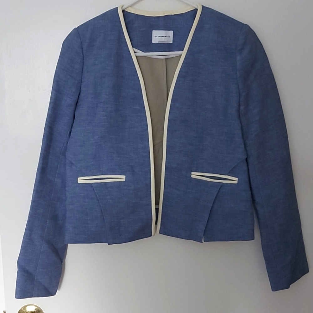 Club Monaco linen blazer blue jacket
